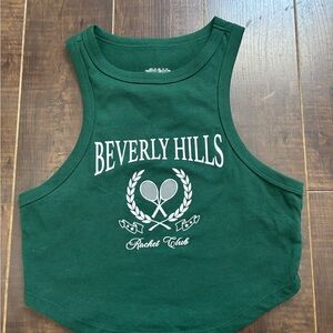 small green Beverly Hills tanked crop top